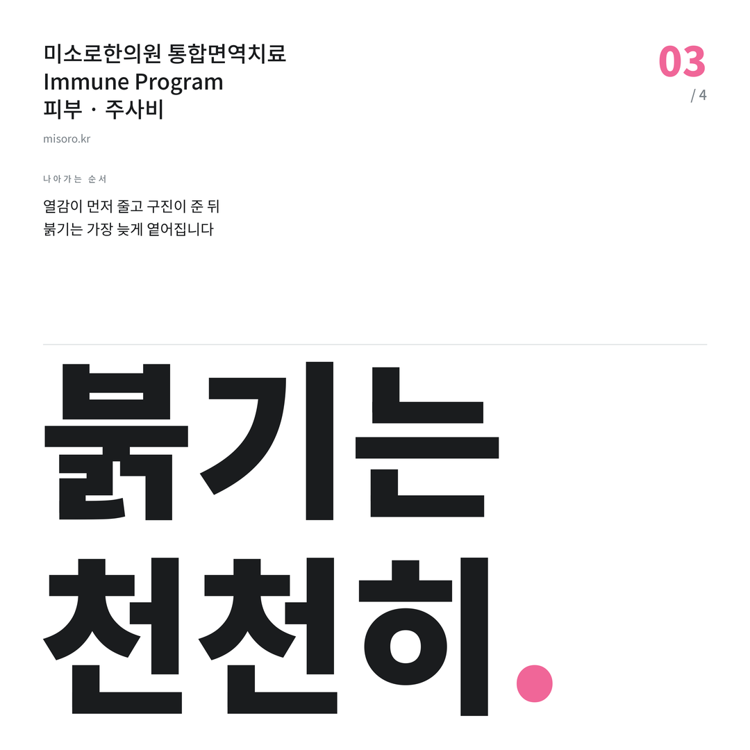 송도 주사비 붉기는 천천히