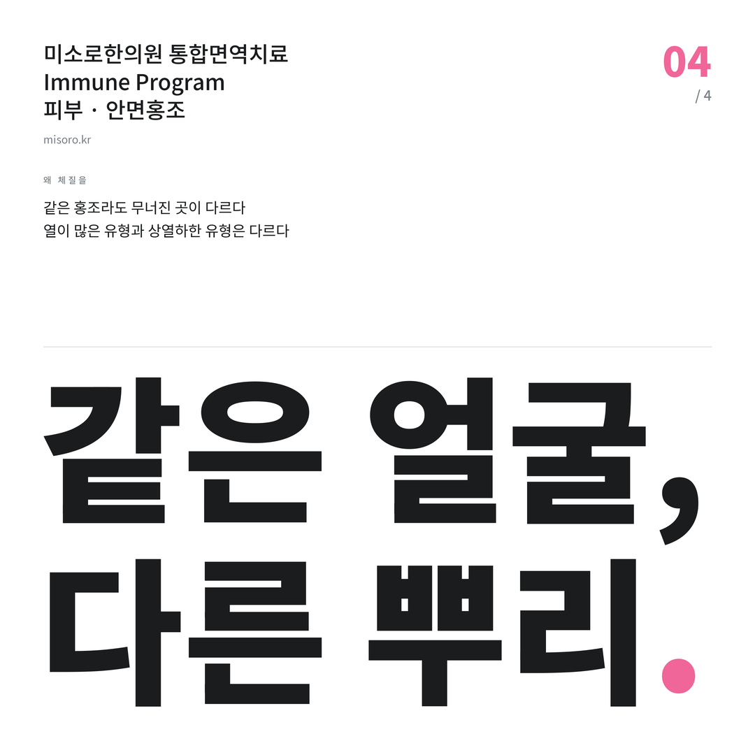 청당동 안면홍조 같은 얼굴, 다른 뿌리