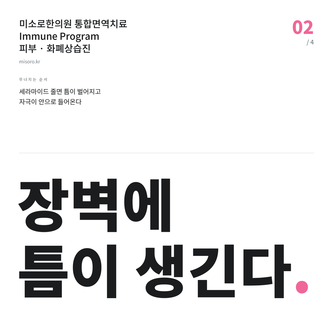 수지 화폐상습진 장벽에 틈이 생긴다