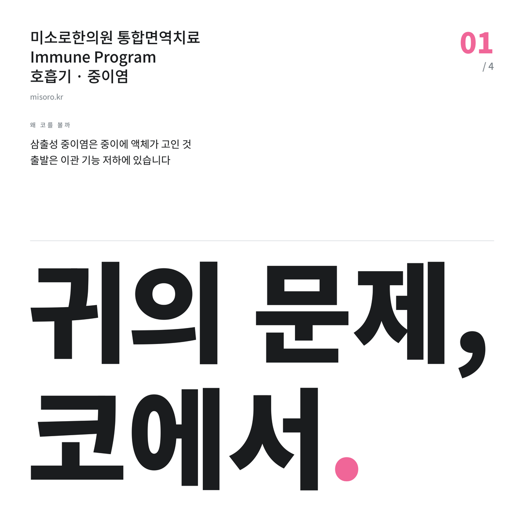 안성 중이염 귀의 문제, 코에서