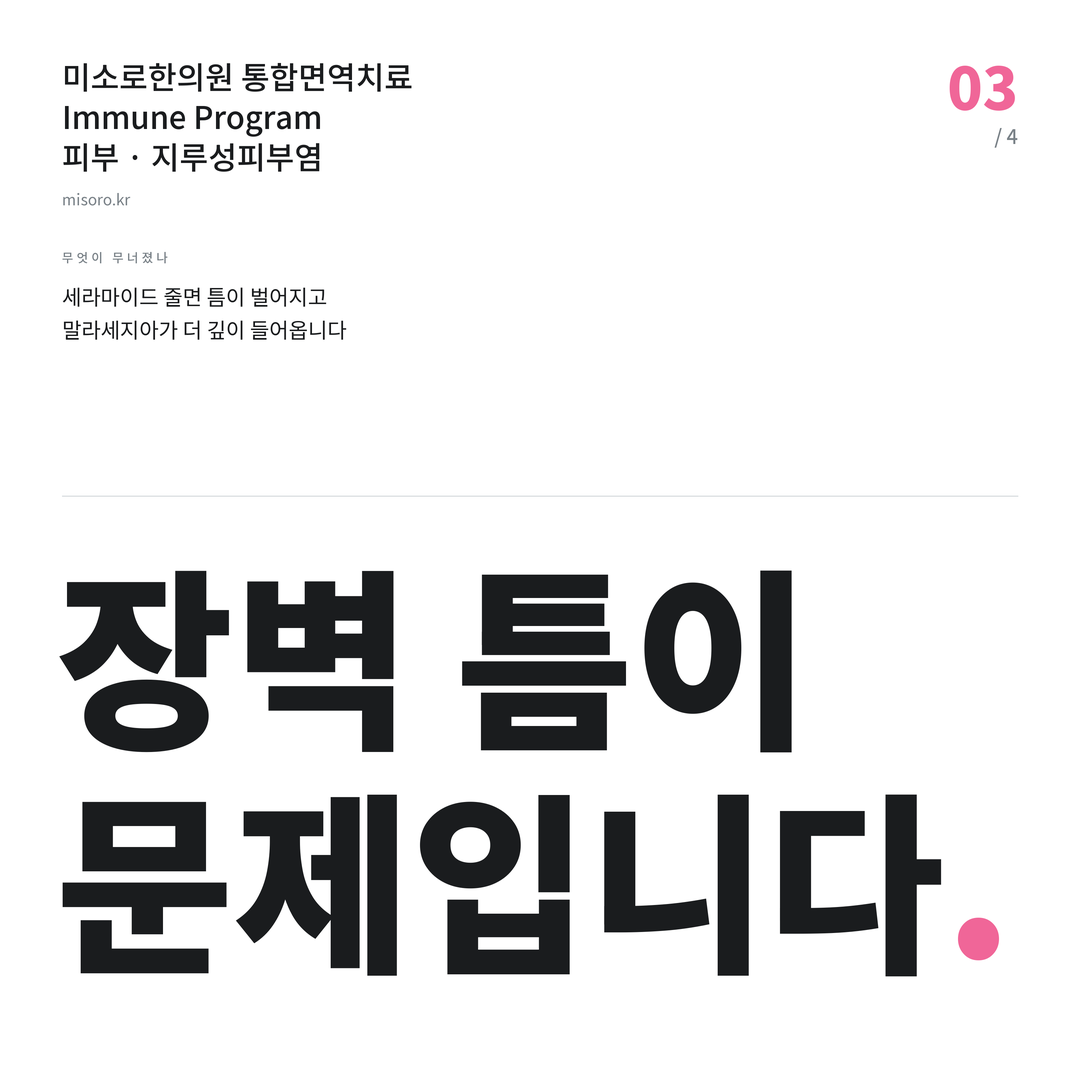 청당동 지루성피부염 장벽 틈이 문제입니다